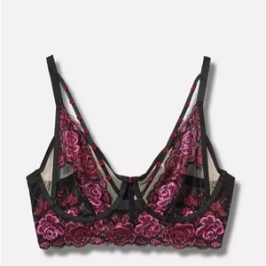 Torrid Floral Lace Bralette Set - Black and Pink